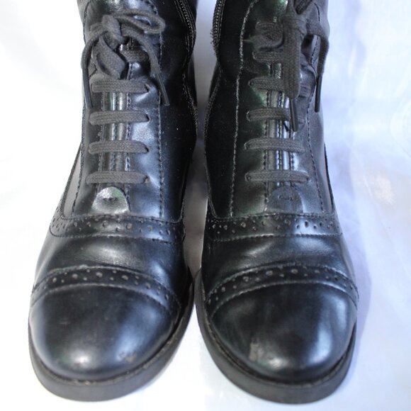 Tommy Hilfiger Women's Black Leather Riding Boots Lace-Up Detail ~6 ~ - Picture 5 of 16